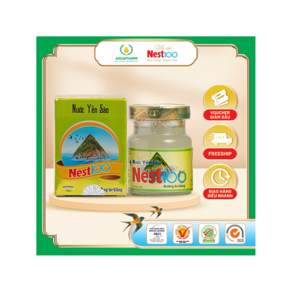Yến hủ chưng đường ăn kiêng Nest100, hủ 70ml, yến sào Khánh Hoà, bổ dưỡng sức khoẻ