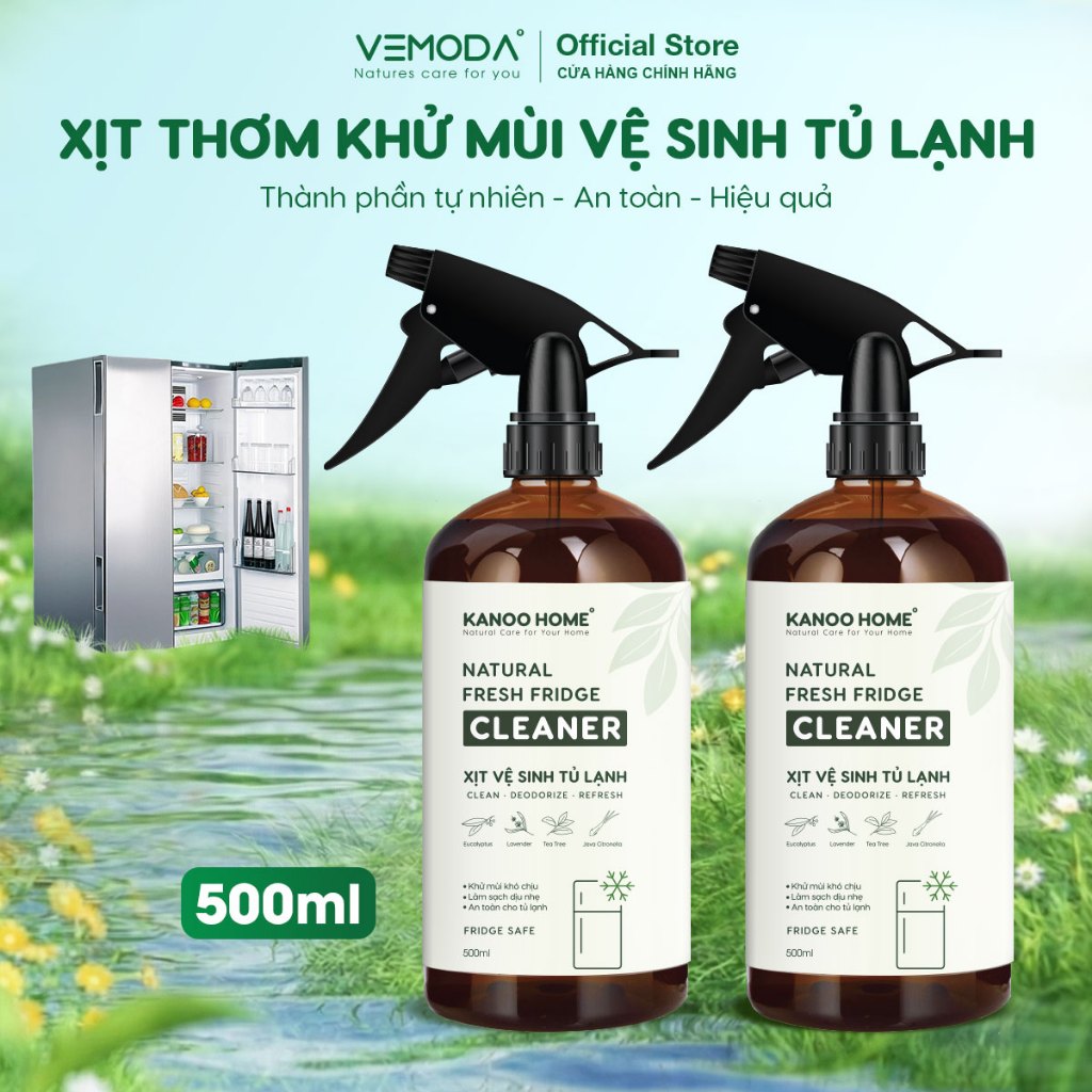 Combo 2 chai Xịt vệ sinh tủ lạnh Kanoo Home 500ml/chai - làm sạch, khử mùi hôi nhanh chóng
