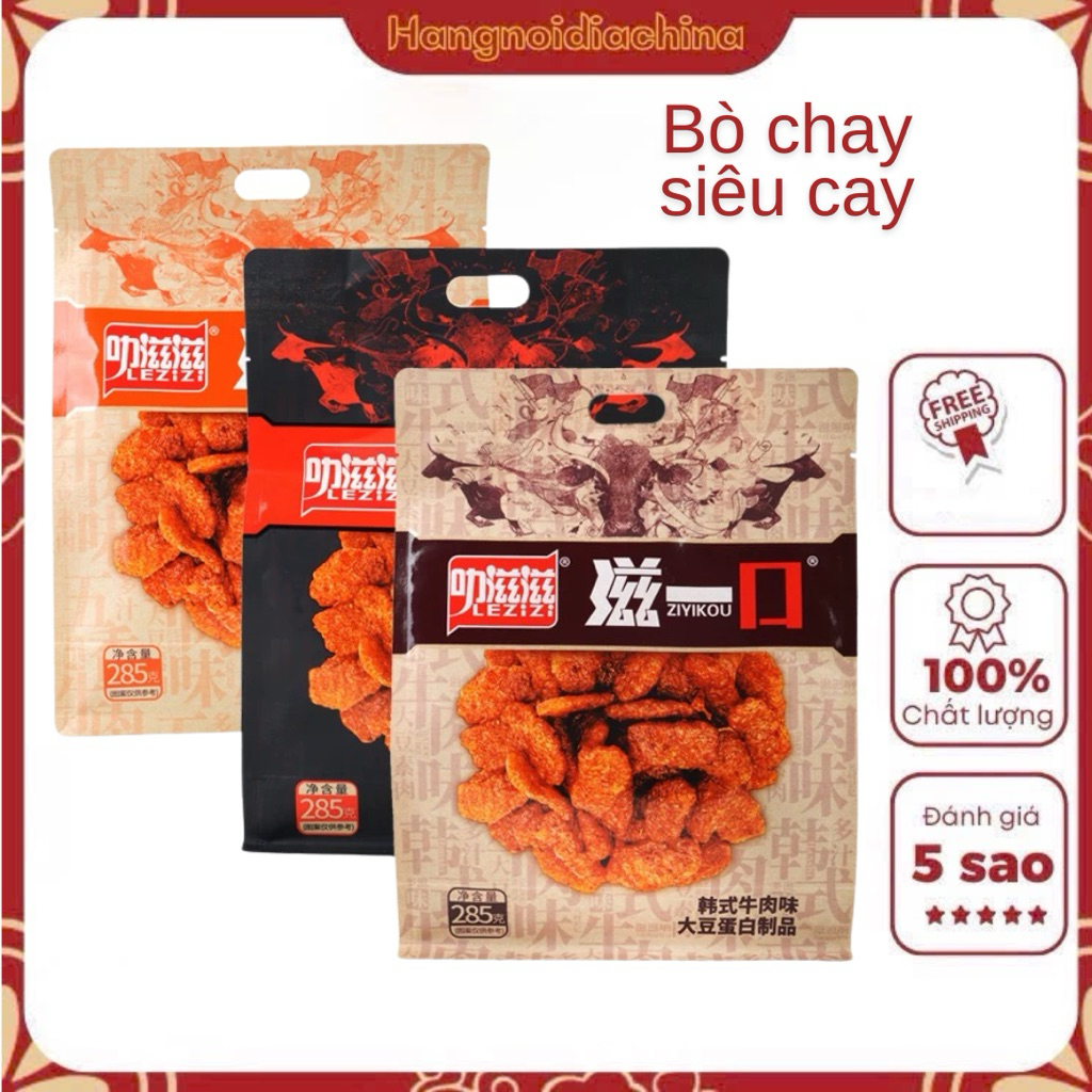 Bò Chay Cay Snack Ziyi Gói 258g (19 Gói Nhỏ) – Snack Chay Dai Ngon, Cay Nhẹ, Ăn Vặt Tiện Lợi