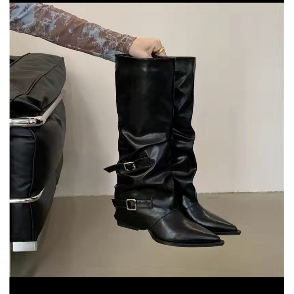 (Sẵn 1 số sz ) Giày Boot Mũi Nhọn Phong Cách Retro , Bốt Nữ Hàng Qc