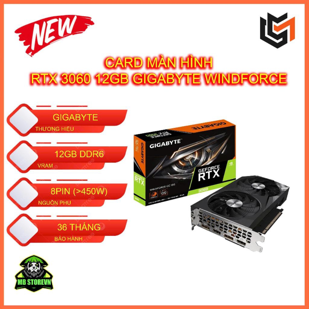 Card Màn Hình - VGA RTX 3060 GIGABYTE/MSI GeForce 12GB Ventus 2X OC - BH 36 Tháng