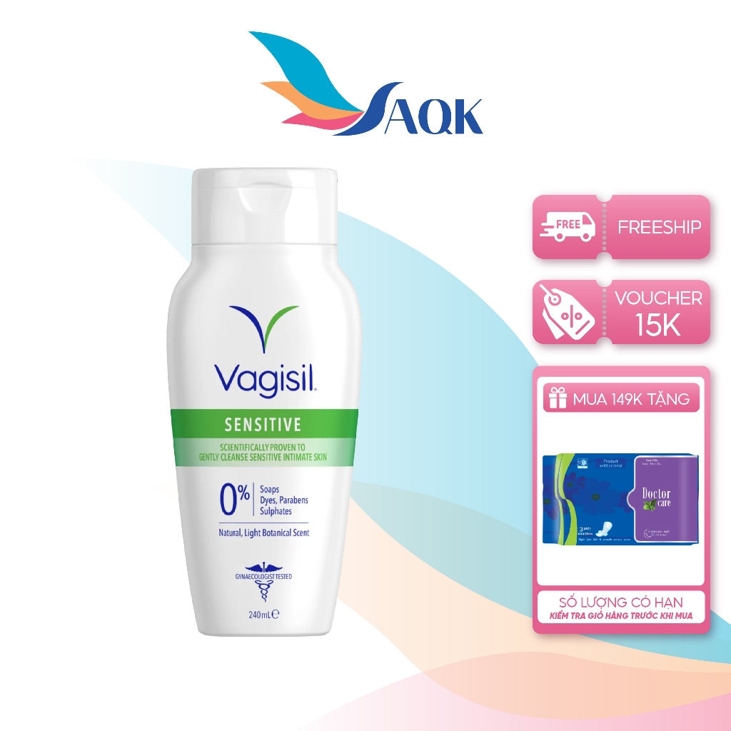 Dung dịch vệ sinh phụ nữ Vagisil Sensitive Daily Intimate Wash (240ml) - Làm sạch dịu nhẹ, an toàn c