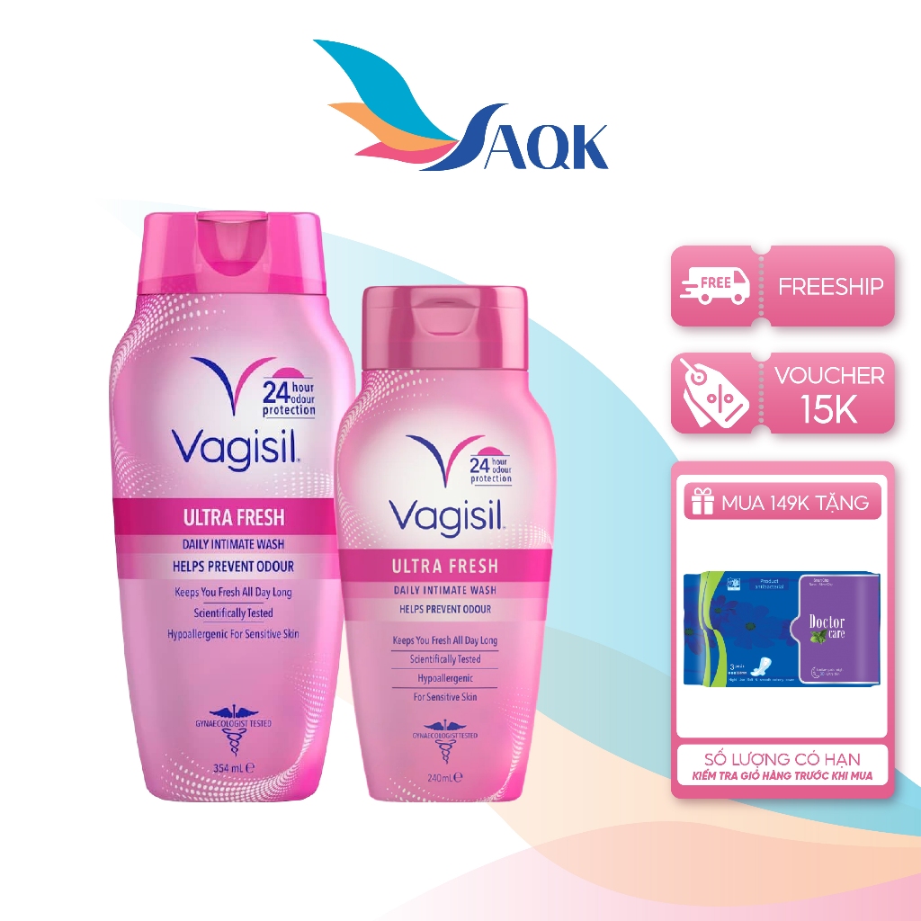 Dung dịch vệ sinh phụ nữ Vagisil Ultra Fresh Daily Intimate Wash (240ml/354ml) - Mang lại cảm giác s