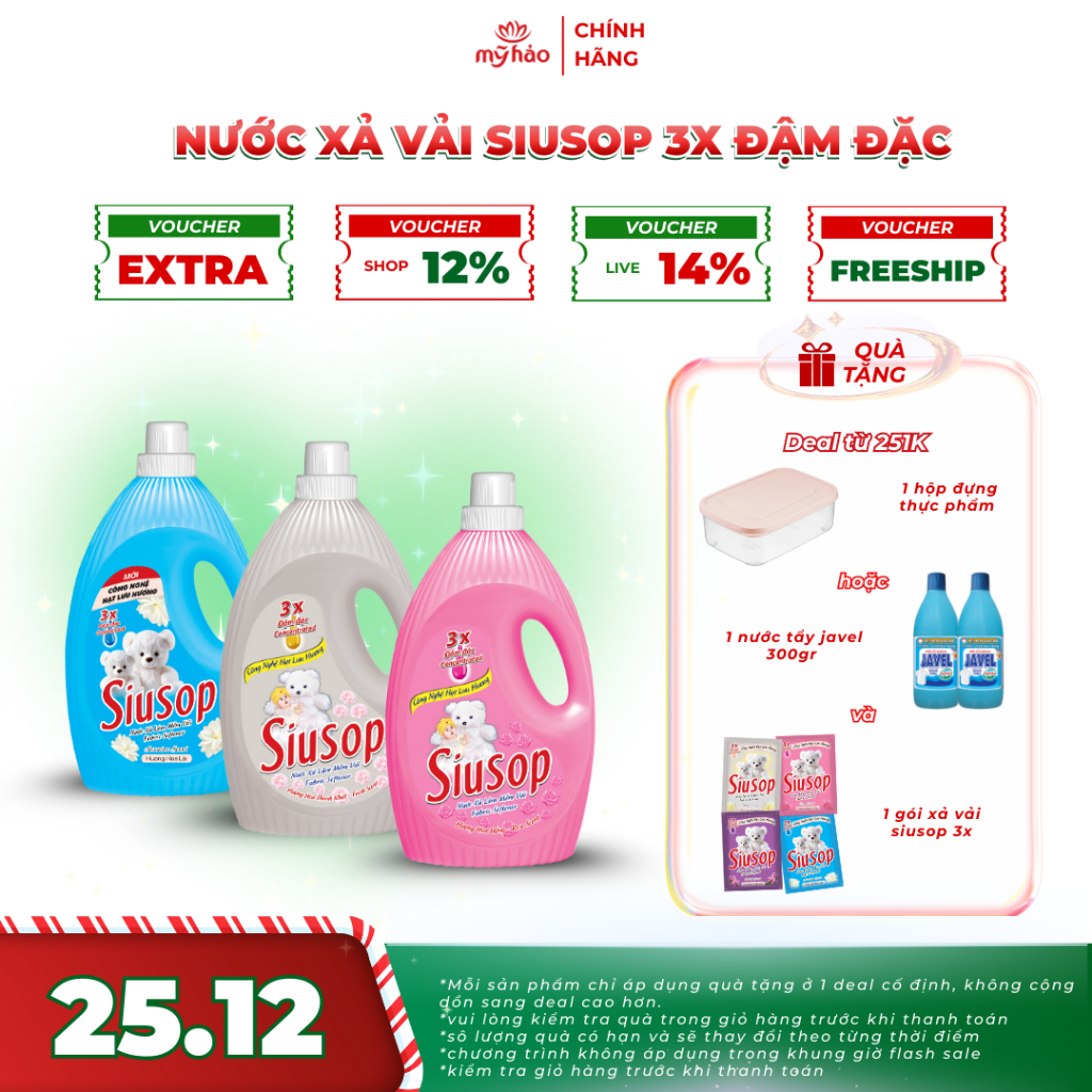  Nước Xả Vải Đậm Đặc 3X Siusop | Lưu Hương Suốt Ngày Dài | Bình 1.8KG 