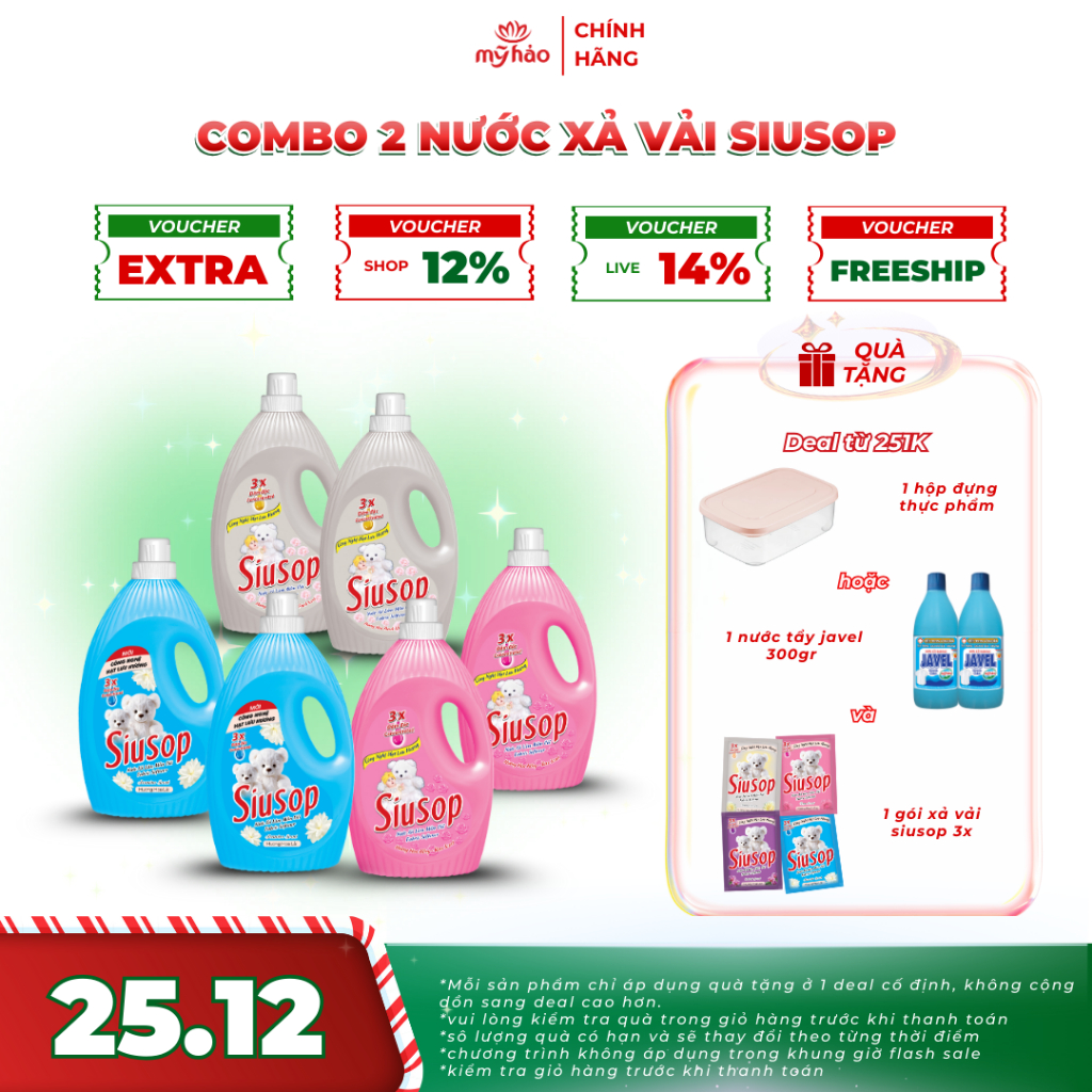  Combo 2 Nước Xả Vải Đậm Đặc 3X Siusop | Với Công Nghệ Hat Lưu Hương | Bình 1.8KGx2 