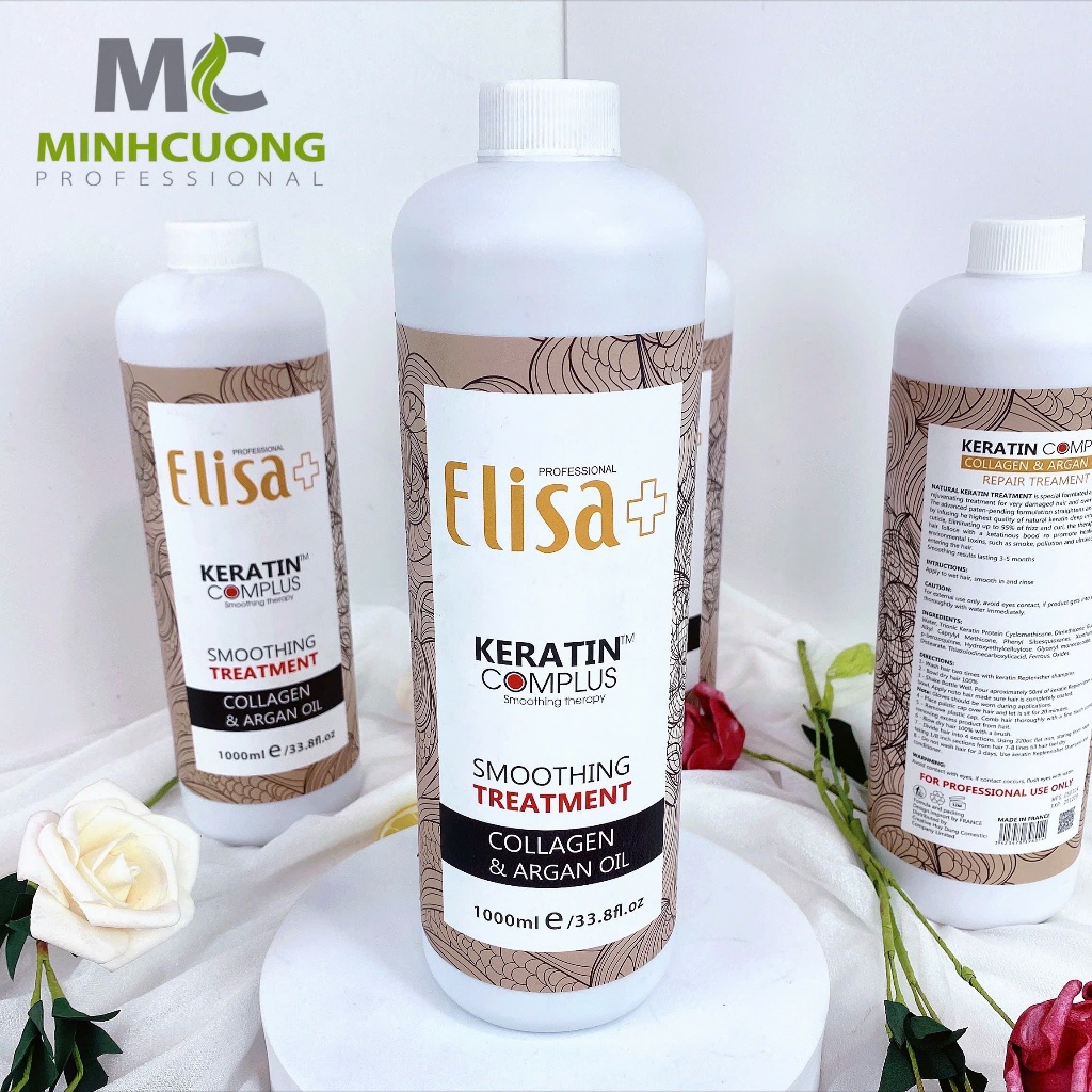 Phục hồi tóc Keratin Elisa Keratin Complus 1000ml , Bọc Duỗi keratin Elisa Tóc Mùi Thơm cay Nhẹ.