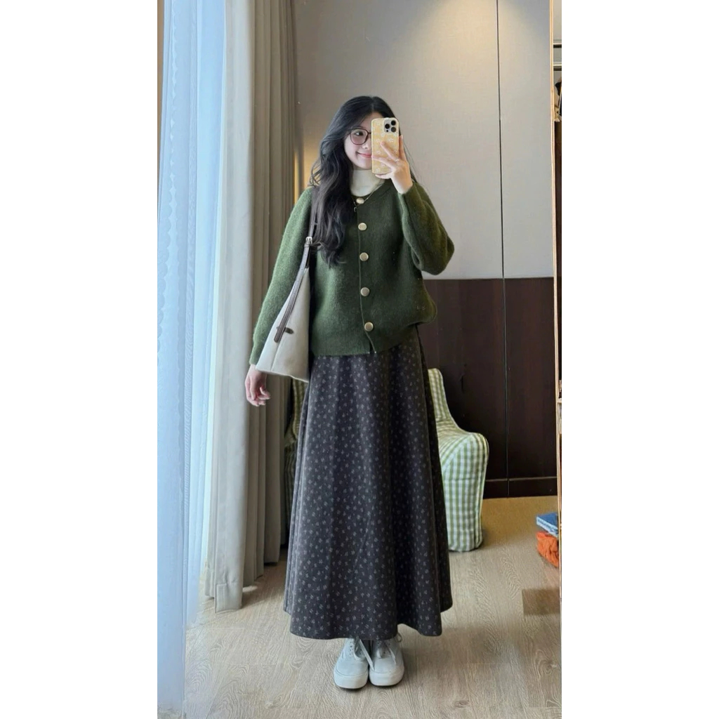 ( Hàng Đẹp, Sẵn Hàng) Chân váy dạ dài lông mềm HOA NHÍ dáng A basic xoè KIU TOP | BigBuy360 - bigbuy360.vn