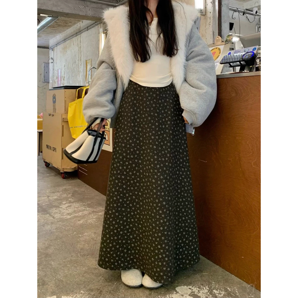 ( Hàng Đẹp, Sẵn Hàng) Chân váy dạ dài lông mềm HOA NHÍ dáng A basic xoè KIU TOP | BigBuy360 - bigbuy360.vn