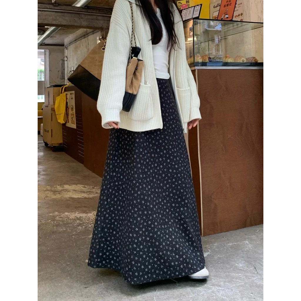 ( Hàng Đẹp, Sẵn Hàng) Chân váy dạ dài lông mềm HOA NHÍ dáng A basic xoè KIU TOP | BigBuy360 - bigbuy360.vn