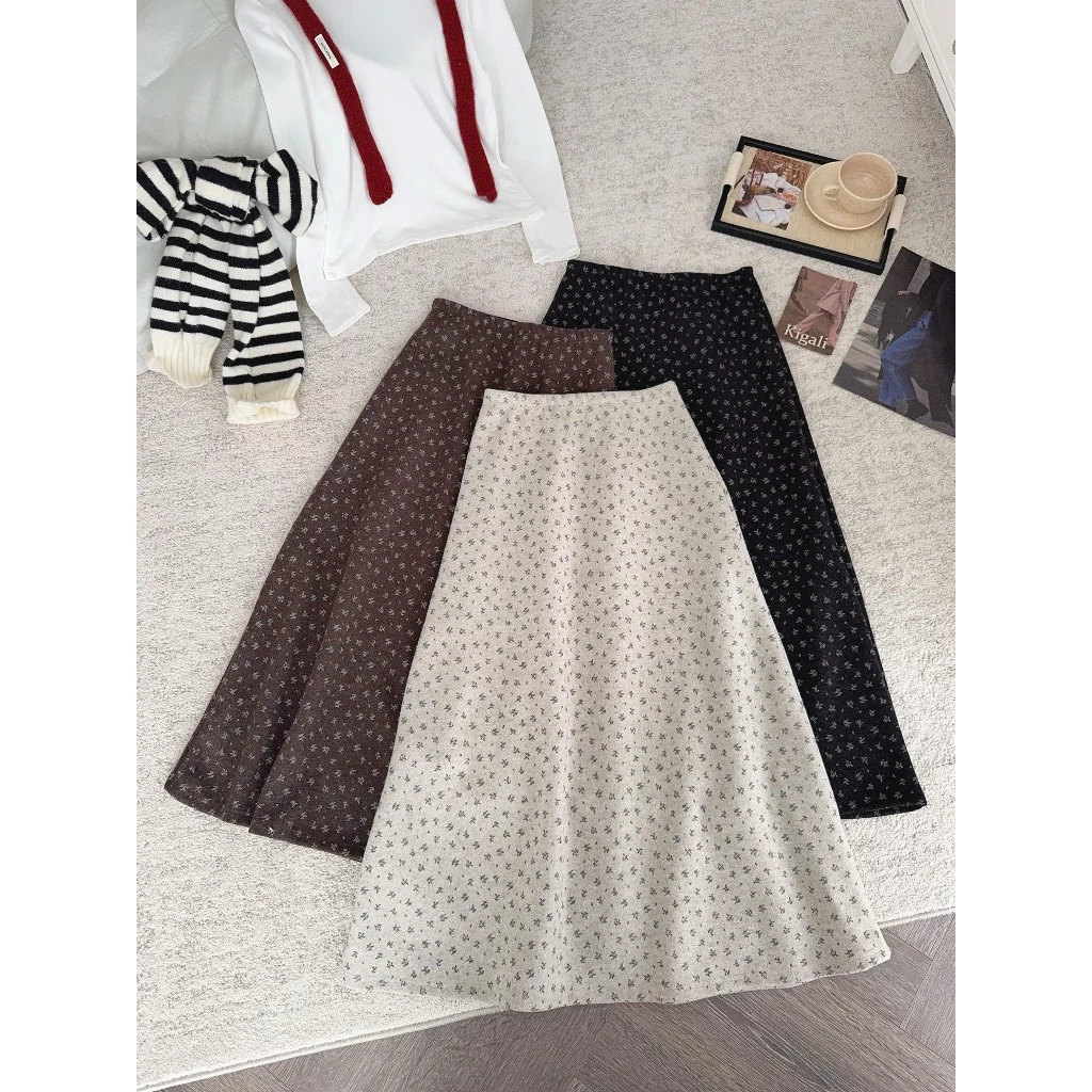 ( Hàng Đẹp, Sẵn Hàng) Chân váy dạ dài lông mềm HOA NHÍ dáng A basic xoè KIU TOP | BigBuy360 - bigbuy360.vn
