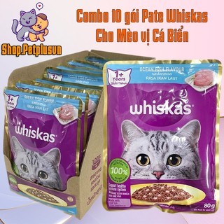 Combo 10 gói Pate cho Mèo Whiskas vị cá biển gói 80g