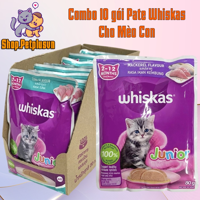10 gói Pate Whiskas Junior cho mèo con gói 80g