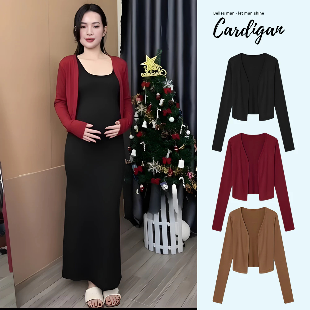 Áo Cardigan Dáng Crotop Belles Áo Khoác Mỏng Nhẹ Thun Tăm Hàn Cao Cấp Co Giãn 4 Chiều Thoải Mái Mềm 