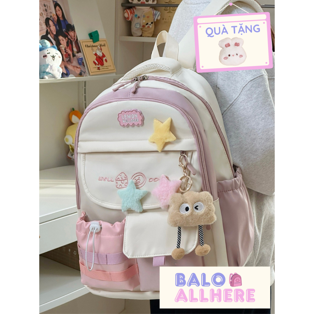 [SẴN XANH] Cặp Sách Nữ Đi Học Nhiều Ngăn Cấp 1 Cấp 2 Cấp 3 Đại Học BL471