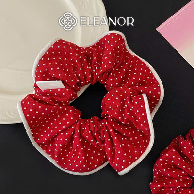 Dây buộc tóc nữ scrunchies Eleanor Accessories màu đỏ phối chấm bi phụ kiện tóc cột tóc tết 10998
