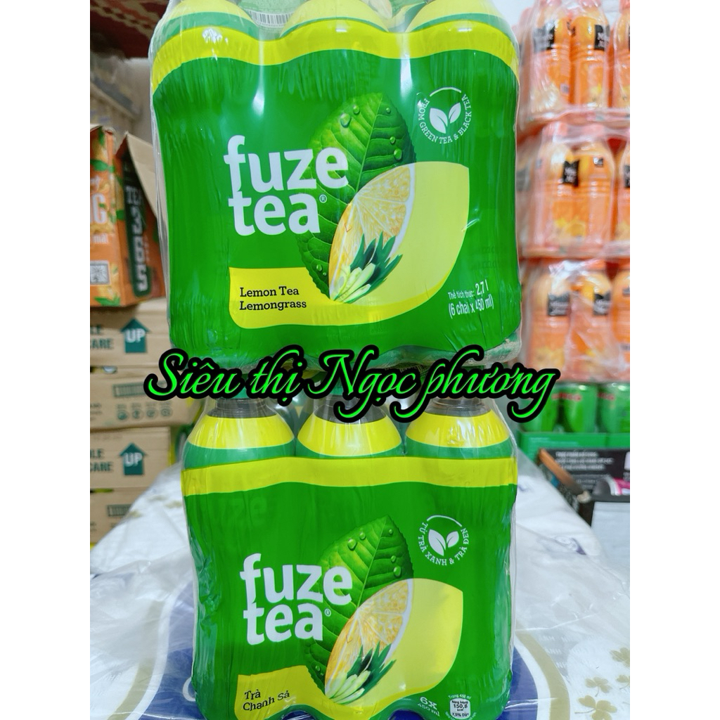 Lốc 6 chai/Thùng 24 chai trà chanh với sả Fuze Tea 450ml-Hàng chính hãng