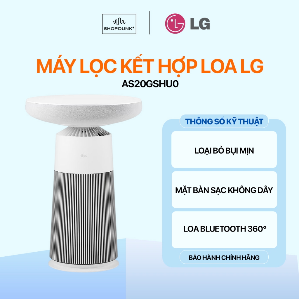 Máy Lọc Không Khí Kết Hợp Loa Bluetooth LG PuriCare™ Aerospeaker  AS20GSHU0 Chính Hãng