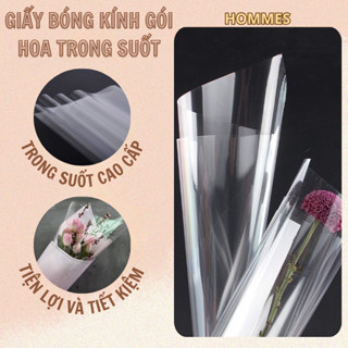  Tập 50 tờ giấy bóng kính gói hoa trong suốt – 55x55cm gói hoa sáp hoa tươi 