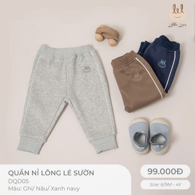 Quần Nỉ lót lớp lông [ chất mềm - co dãn nhẹ - giữ ấm tốt ] lé sườn dành cho bé từ 6M -4Y (DQD05)