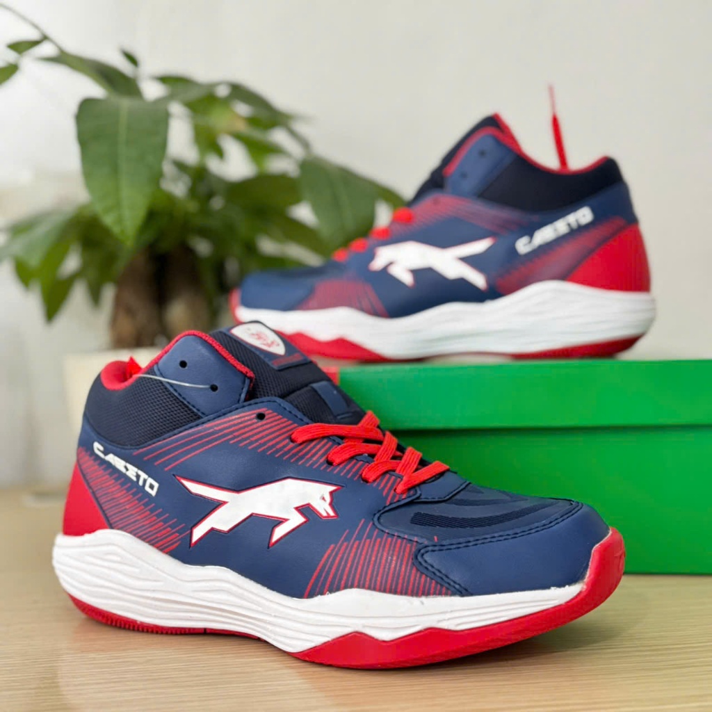 Giày bóng chuyền cổ cao VHD sói đầu đàn navy đỏ