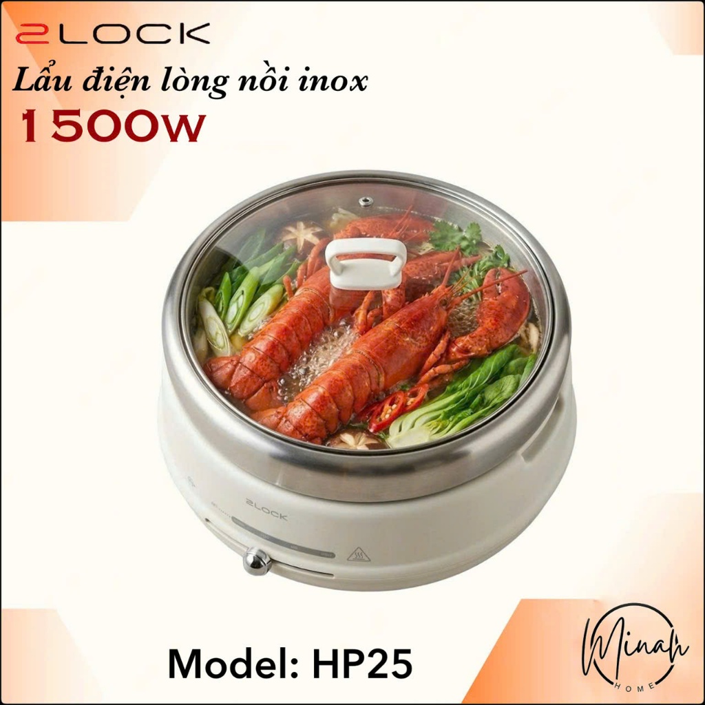 Nồi lẩu điện 2Lock Korea 4L (Tặng kèm rổ nhúng, muôi múc lẩu chính hãng)