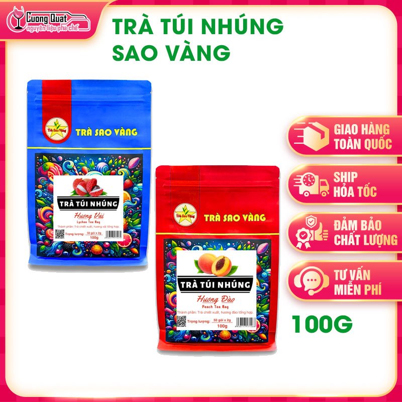 Trà Sao Vàng (Túi Nhúng) gói 100gr nhiều vị ( Đào, Vải....)