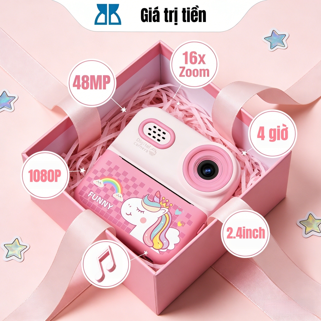 【In màu】 Máy Ảnh In Màu Cho Bé | Vừa Chụp Vừa In Ảnh & Video Ngay Tức Thì | Thiết Kế An Toàn, Kích Thích Sán