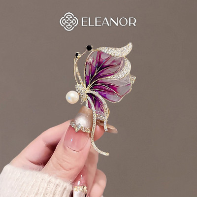 Ghim cài áo nam nữ Eleanor Accessories hình hồ điệp đính đá trâm cài áo phụ kiện thời trang 11186