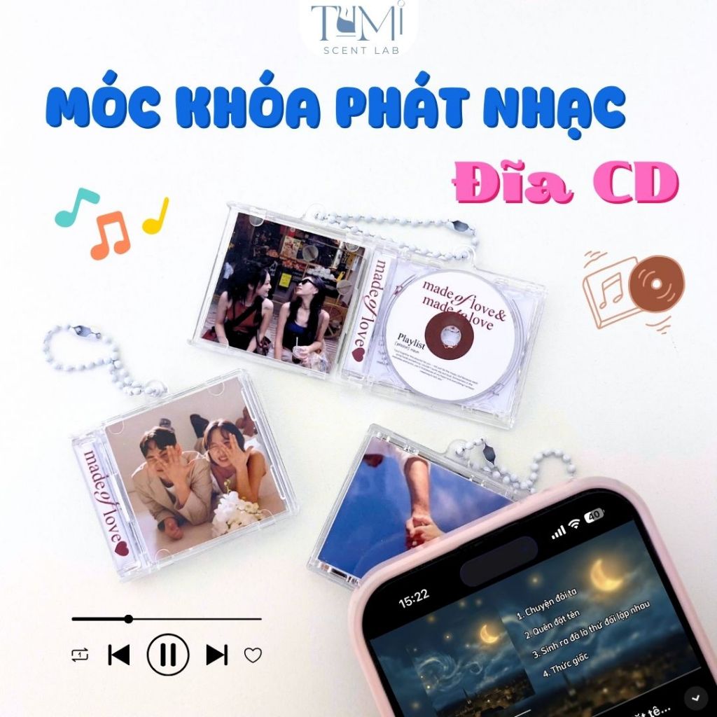 [IN THEO YÊU CẦU] Móc Khóa Đĩa CD, Móc Khóa Phát Nhạc, Quét Được Nhạc, In Hình Ảnh Theo Yêu Cầu, Đĩa
