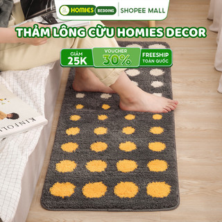  Thảm Chùi Chân Lông Cừu Homies Bedding& Decor Thảm Lông Cừu Trải Sàn Tufted Chấm Vàng - Nhiều Kích Thước 