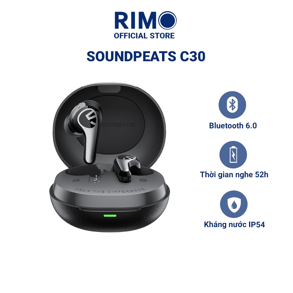 Tai nghe True Wireless SoundPEATS C30 Hybrid ANC, Hi-Res, LDAC, Kháng nước IP54, Bluetooth 6.0