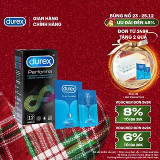  Combo Bao cao su Performa hộp 12 bao + Gel bôi trơn Play Classic gói dùng thử 5ml 