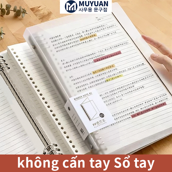 Sổ Còng MUYUAN A5/B5/A4 120 Trang – Kèm Tab & Quà Tặng, Giấy Refill 4 Lỗ Kẻ Ngang/Ô Vuông/Trơn