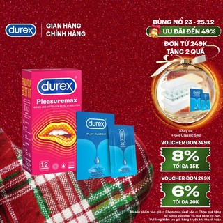  Combo Bao cao su Pleasuremax hộp 12 bao + Gel bôi trơn Play Classic gói dùng thử 5ml 