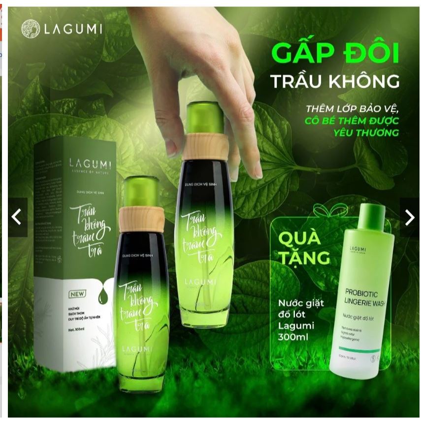 Chai Dung Dịch Vệ Sinh phụ nữ trầu không tràm trà Lagumi giảm viêm ngứa an toàn cho mẹ bầu và sau si