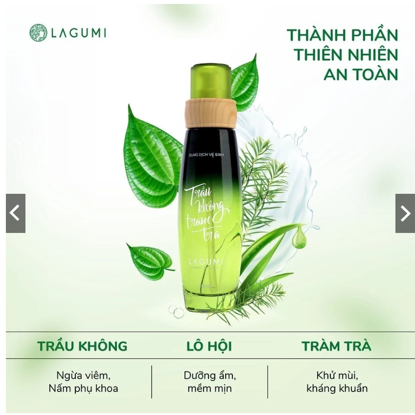 Chai Dung Dịch Vệ Sinh phụ nữ trầu không tràm trà Lagumi giảm viêm ngứa an toàn cho mẹ bầu và sau si