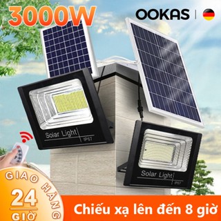  OOKAS Đèn Pha Năng Lượng Mặt Trời 3000W; Chống Nước IP67,Sáng Xuyên Đêm 