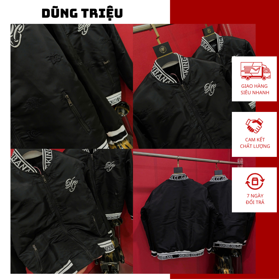 Áo Khoác Nam DG Trần Bông Thêu Chữ Nổi Cực Chất - Áo Khoác Nam Trần Bông Cao Cấp