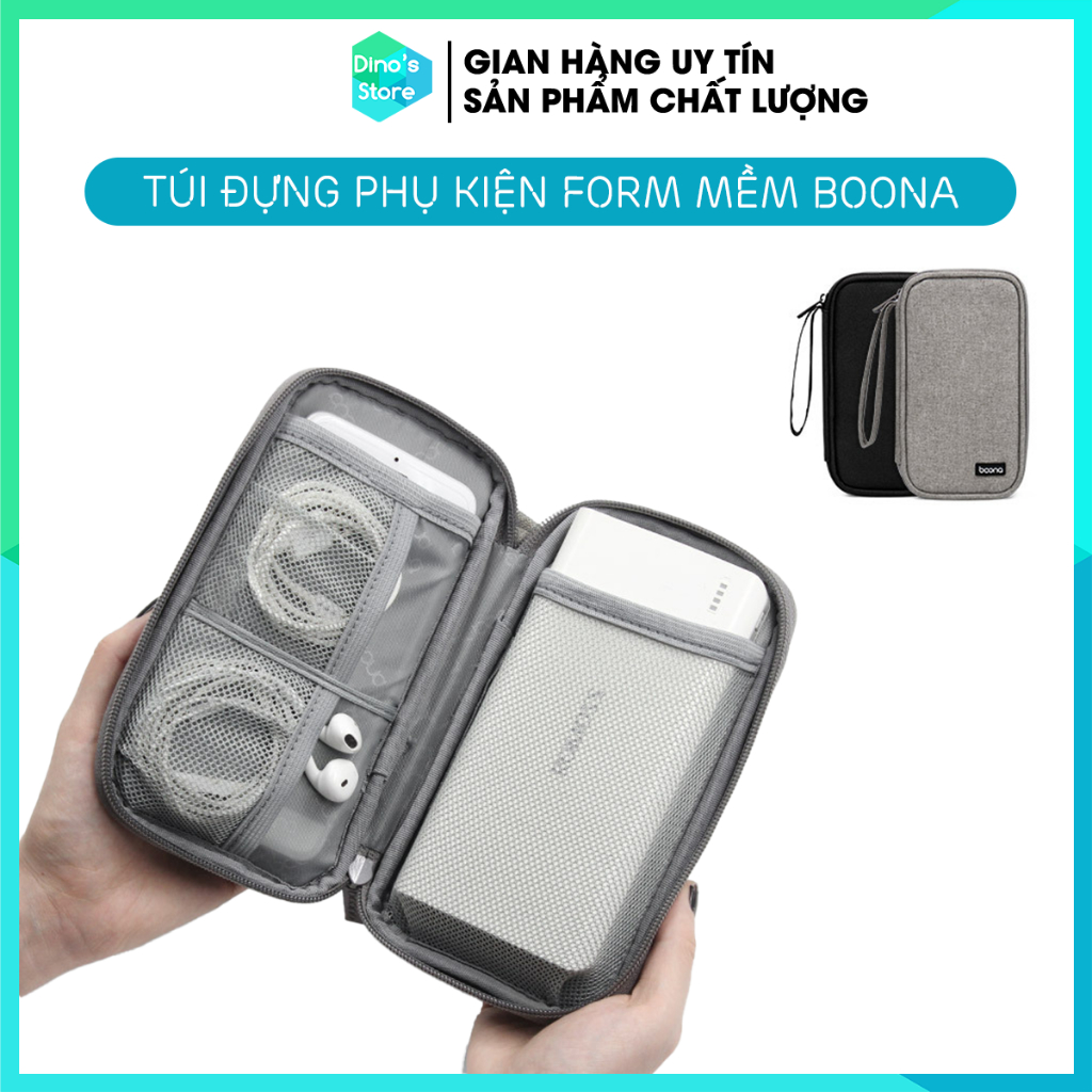 Túi đựng phụ kiện sạc dự phòng dáng dài kiêm hộp đựng phụ kiện điện tử ổ cứng di động Boona BN-E003 BN-E001