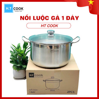 Nồi Luộc Gà HT COOK 1 Đáy Siêu To Siêu Khổng Lồ Đủ Size 26cm/28cm/30cm/32cm dùng được bếp từ