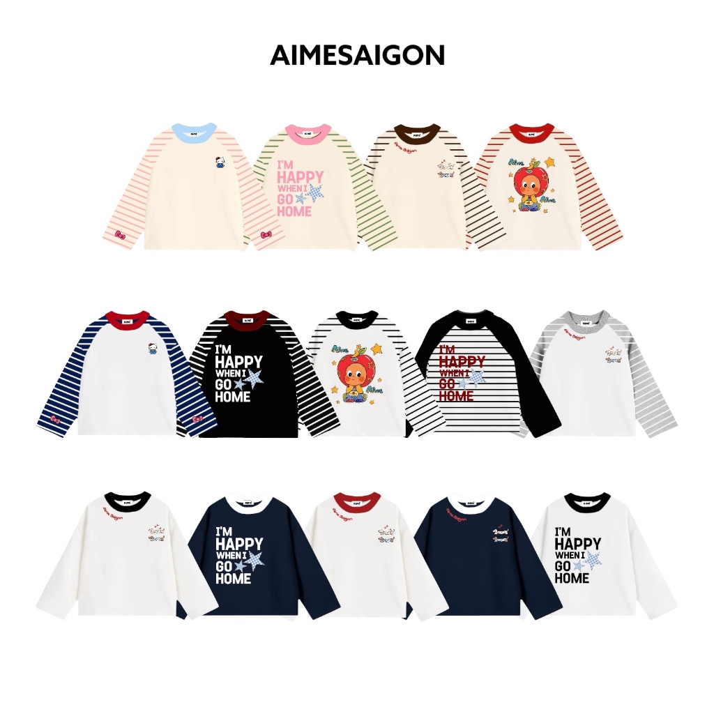 [LINK MỚI Ver2] Aimesaigon Áo Thun Tay Dài Raglan Phối Sọc Ngang Long Sleeve Boxy AIMÉ Form Rộng Cổ Tròn Áo Thu Đông | BigBuy360 - bigbuy360.vn