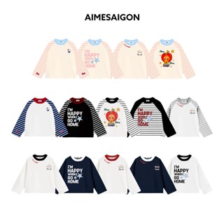   Ver2  Aimesaigon Áo Thun Tay Dài Raglan Phối Sọc Ngang Long Sleeve Boxy AIMÉ Form Rộng Cổ Tròn Unisex Áo Thu Đông 