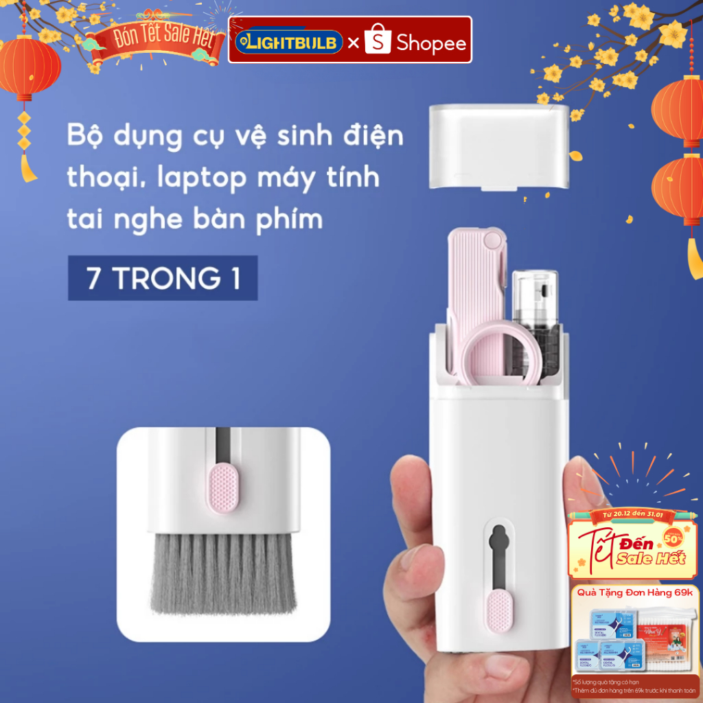 Bộ Dụng Cụ Vệ Sinh Laptop Máy Tính Điện Thoại 7In1 - Bộ Vệ Sinh Tai Nghe Bàn Phím Tiện Dụng