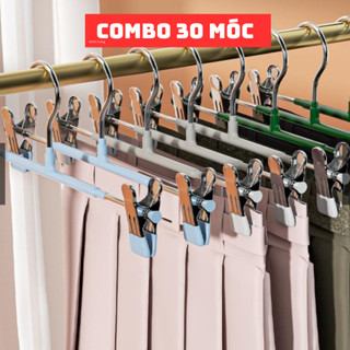 [ HỎA TỐC ] 30 Móc Kẹp Quần Áo Inox Bọc Nhựa - Chống Trượt, Không Để Dấu Vết, Màu Ngẫu Nhiên!