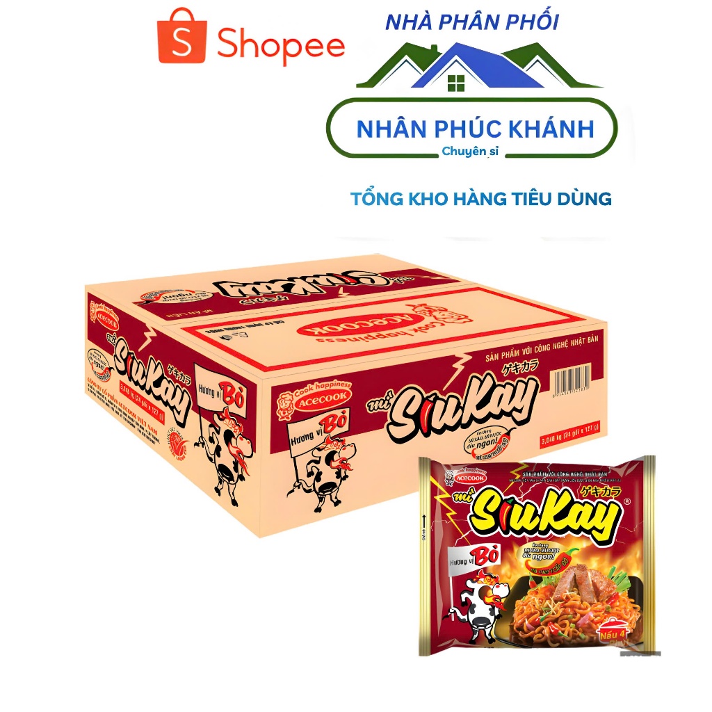 [1 Thùng/ 24 gói] Mì bò SiuKay 127g