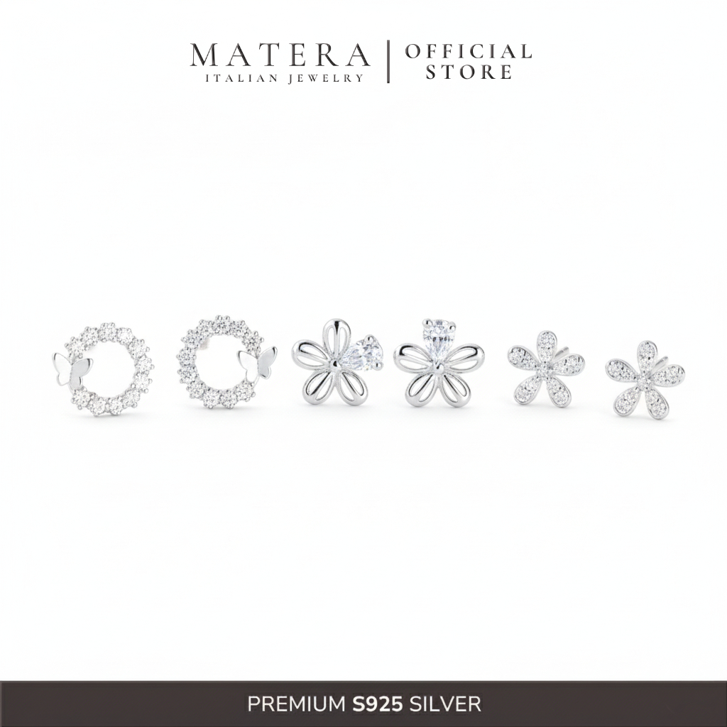 [New Arrivals] Tổng hợp set bông tai nữ 𝐓𝐡𝐞 𝐆𝐥𝐢𝐧𝐭 MATERA S925 khuyên bạc nữ nhỏ đính đá lấp lánh