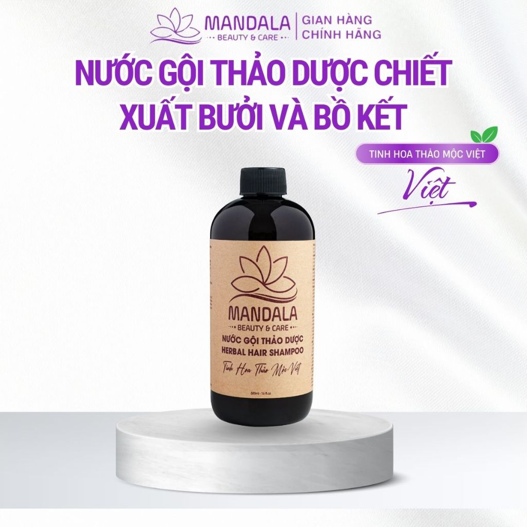 Nước Gội Thảo Dược Mandala, Chiết Xuất Bưởi Và Bồ Kết, Dưỡng Tóc Chắc Khỏe Dày Bồng Chai Dung Tích 500ml