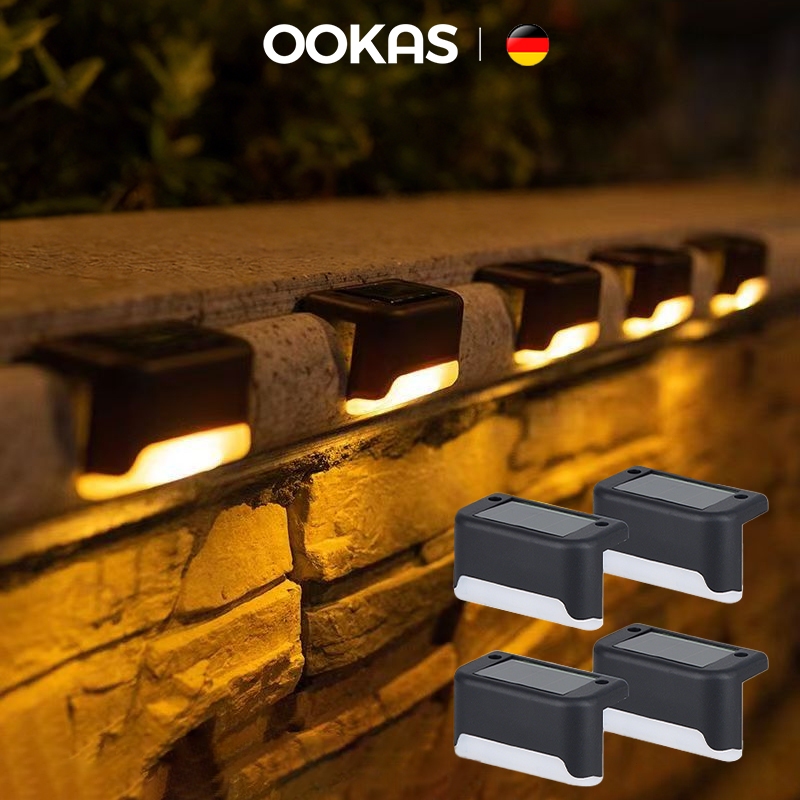 OOKAS Đèn cầu thang năng lượngip mặt trời,gắn trụ cổng bồn cây tường rào