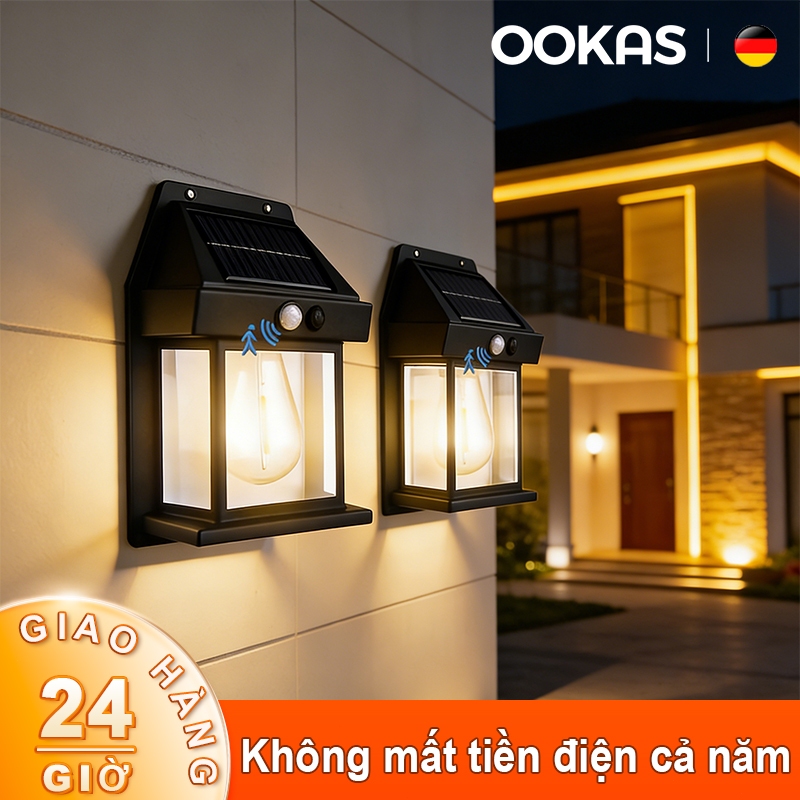 OOKAS Đèn tường năng lượng mặt trời,Chống thấm nước, tự động phát sáng khi trời tối.