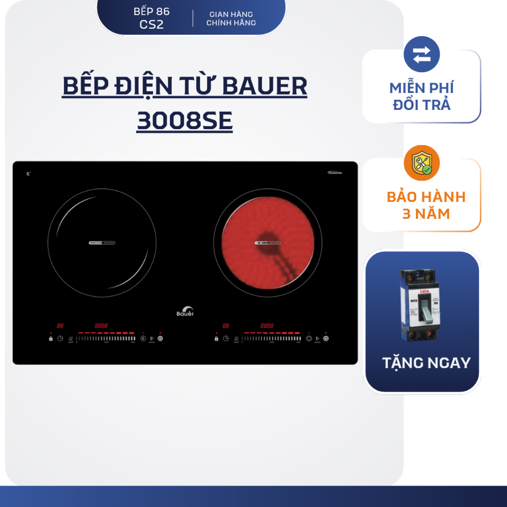 Bếp điện từ BAUER 3008SE | Bếp 1 từ 1 hồng ngoại